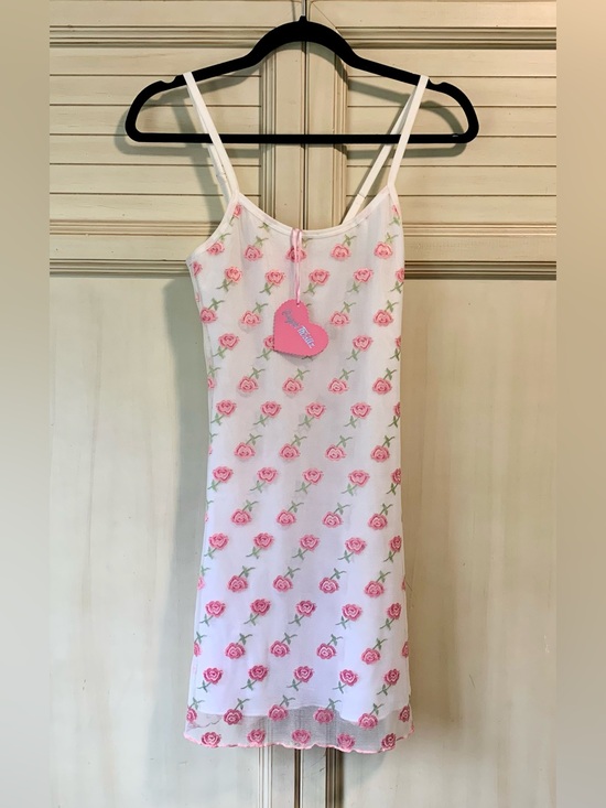 Sugar Thrillz Dresses & Skirts - Sugar Thrillz Pink Floral Babydoll Slip Dress With Mesh Overlay XS Dolls Kill